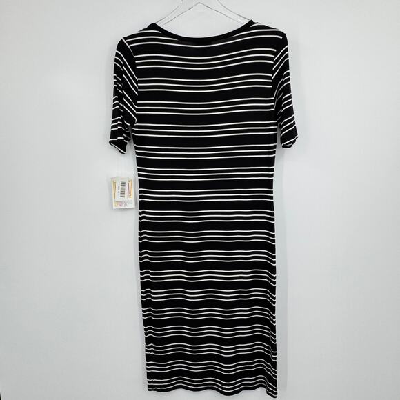 Lularoe Julia dress women's M pencil stripe jersey knit sheath black white NEW - Picture 3 of 7